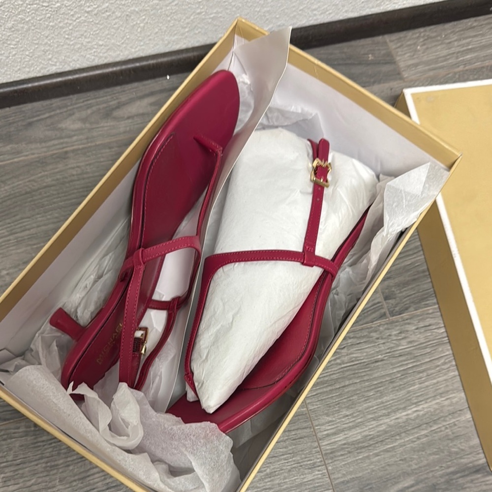 Michael Kors Tasha T Strap Sandals in Dark Raspberry - Picture 2 of 6